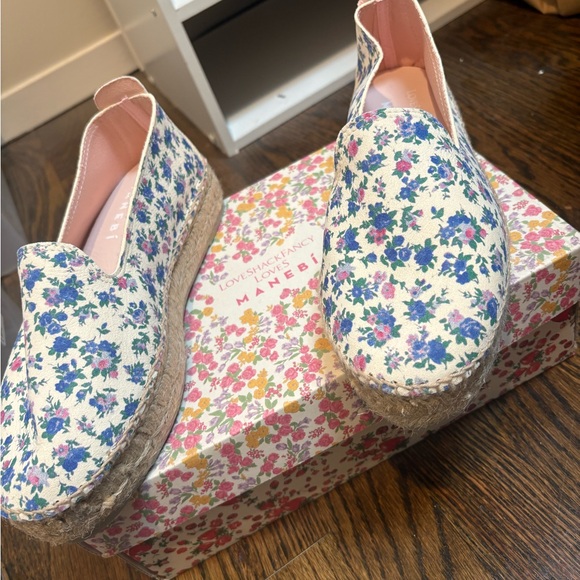 LoveShackFancy x Manebi Blue and Pink Floral Espadrilles NWT - Picture 3 of 5